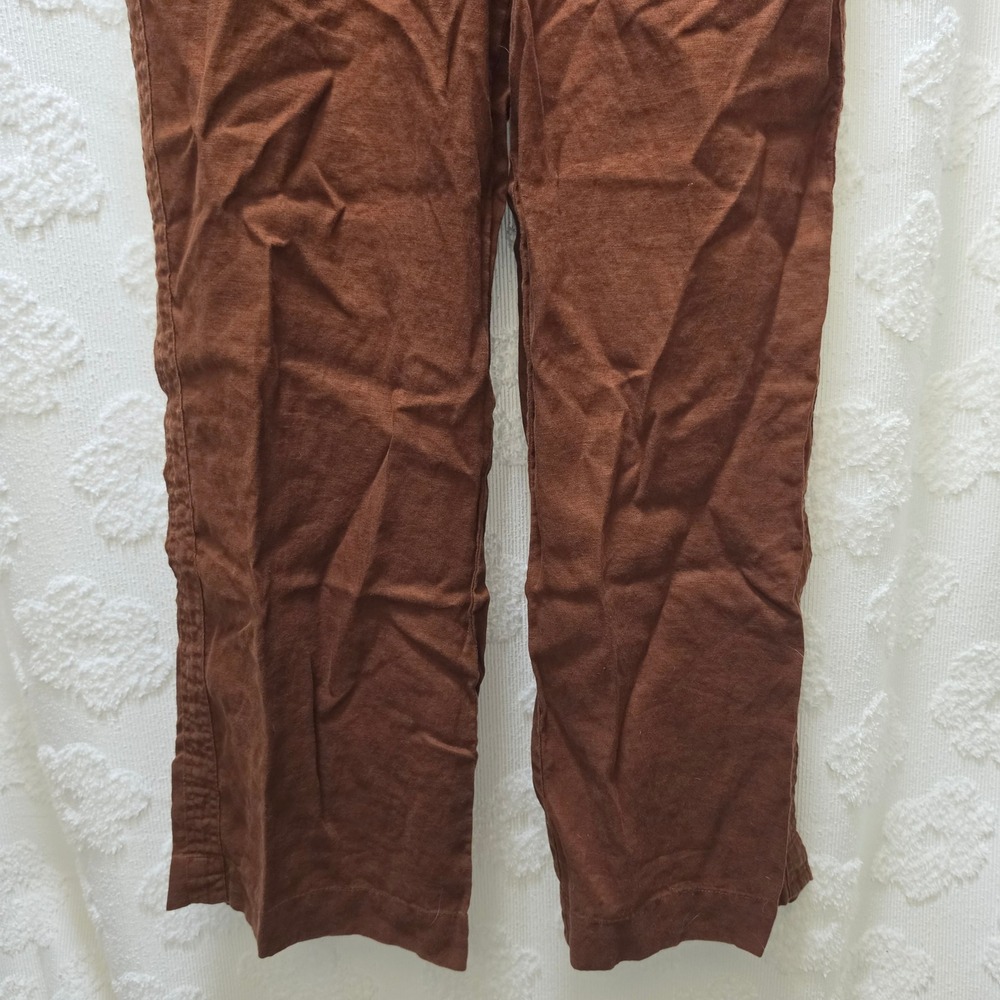 Quince Womens Brown 100% European Linen Wide Leg Drawstring Pants Size Large - Picture 3 of 9